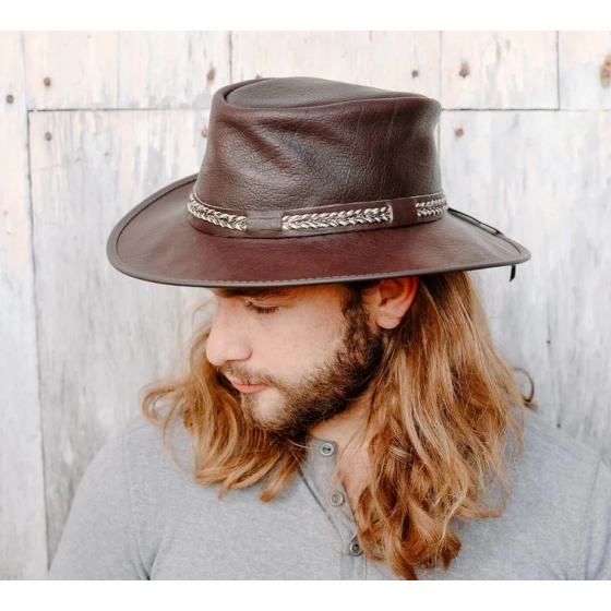 Brown Leather Traveller Bison Hat - American Hat Makers