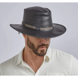 Traveller Bison Hat Black Leather - American Hat Makers