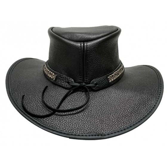 Black Leather Traveller Bison Hat - American Hat Makers