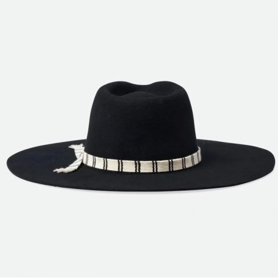 Fedora Leigh Black Wool Felt Hat - Brixton