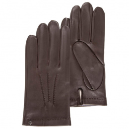 Gant Homme marron Cuir Doublés Soie - Isotoner