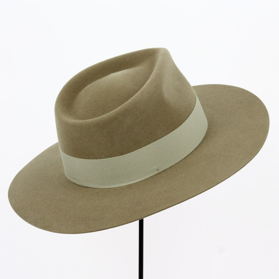 Chapeau Fedora Grand Bord "The Mirage" Taupe - Traclet