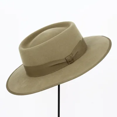 Chapeau Gambler Feutre Laine Taupe - Traclet