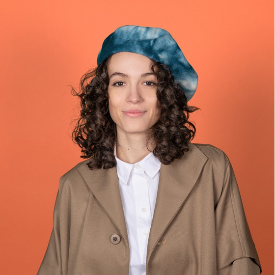 Petrol Blue Tie-Dye Basque Beret - Kopka