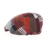 Daffy Wool Patchwork Bordeaux Flat Cap - Traclet
