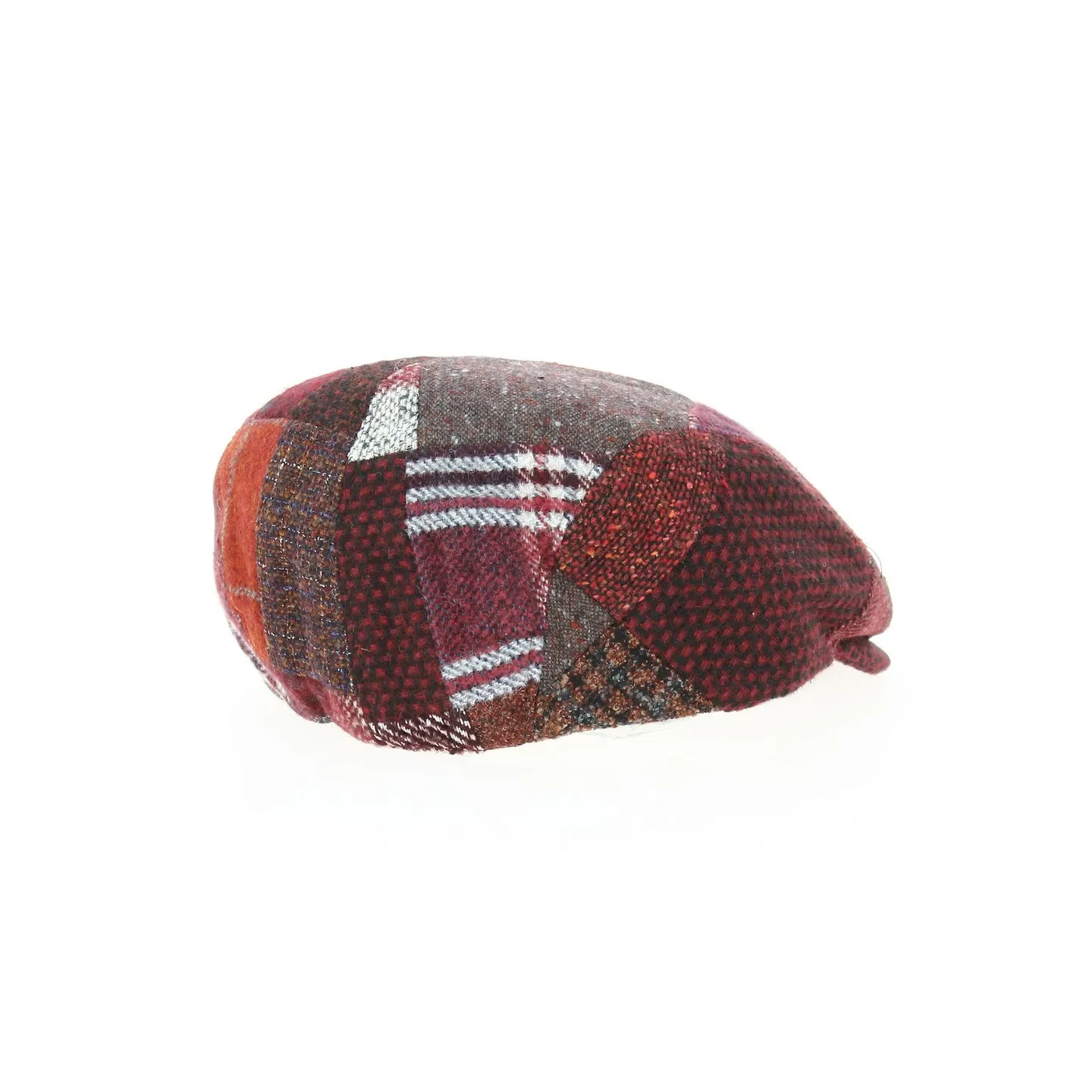 Daffy Wool Patchwork Bordeaux Flat Cap - Traclet