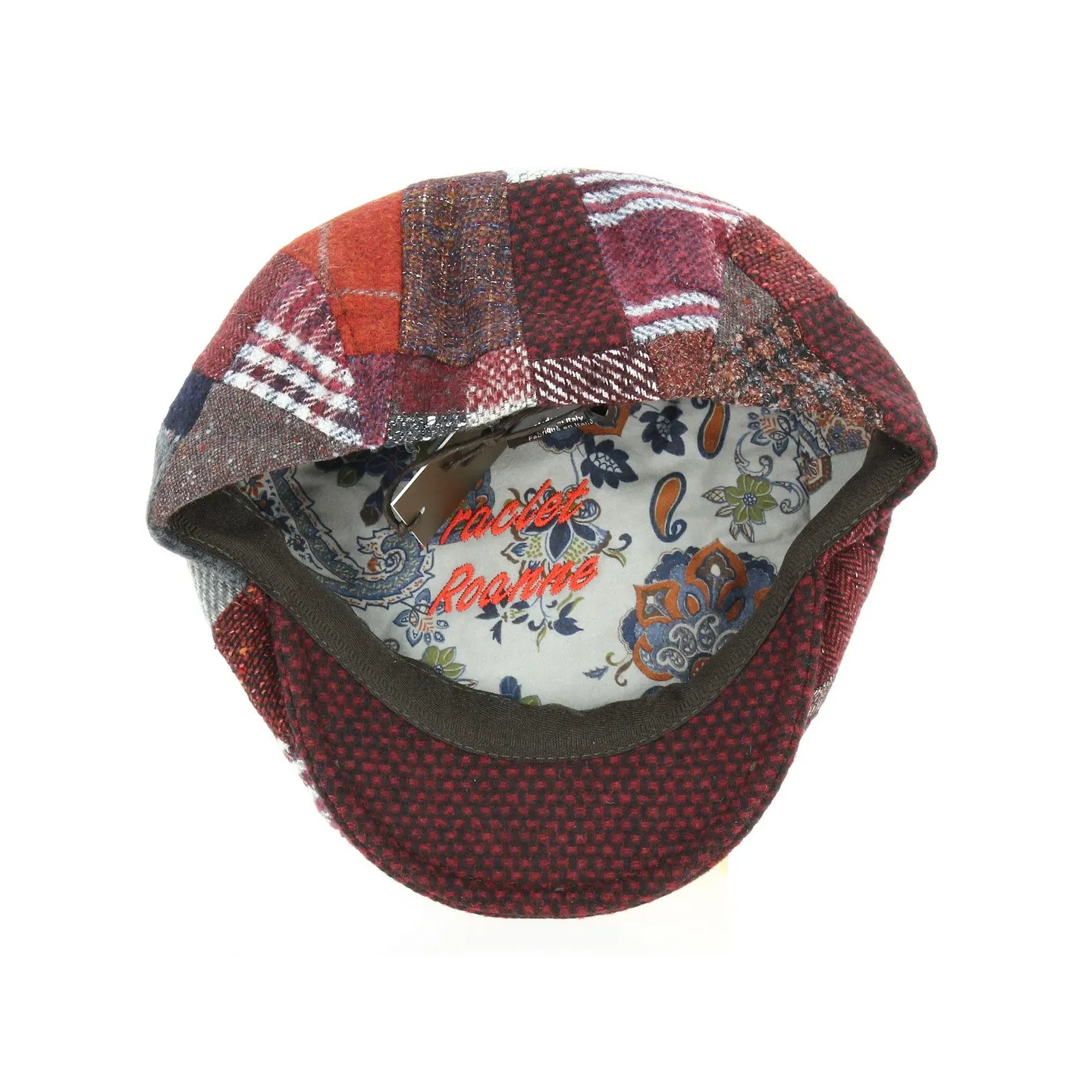 Daffy Wool Patchwork Bordeaux Flat Cap - Traclet