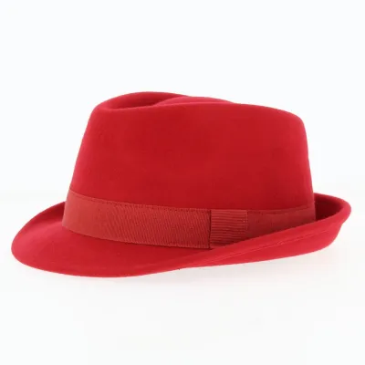 Chapeau Trilby Romans Feutre Laine Rouge - Traclet