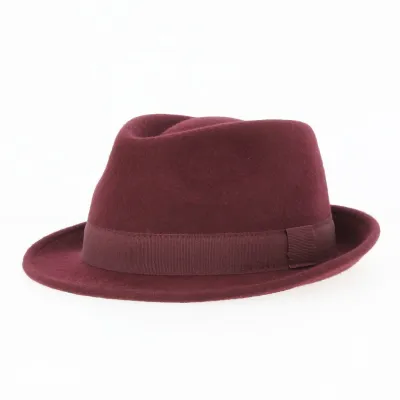 Chapeau Trilby Romans Feutre Laine Bordeaux - Traclet