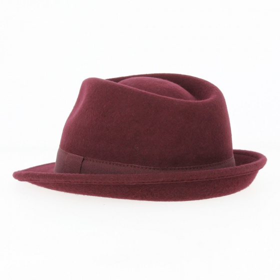Chapeau Trilby Romans Feutre Laine Bordeaux - Traclet