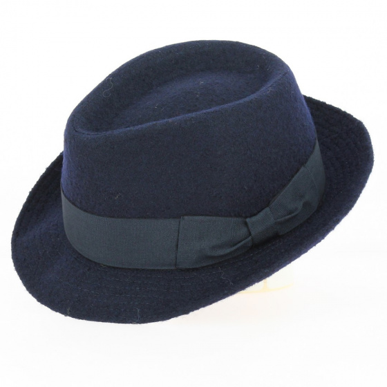 Chapeau Trilby / Porkpie Laine Marine - Traclet