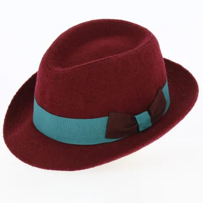 Chapeau Trilby / Porkpie Laine bordeaux - Traclet