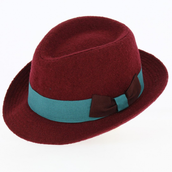 Chapeau Trilby / Porkpie Laine bordeaux - Traclet