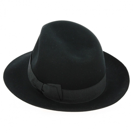 Fedora "Open Crow" Black Wool Felt Hat - Traclet
