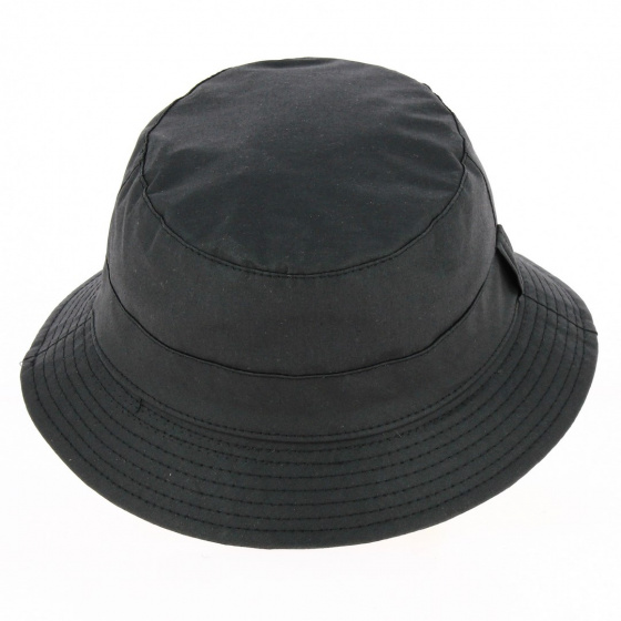Novara Black Waxed Cotton Bucket Hat - Traclet