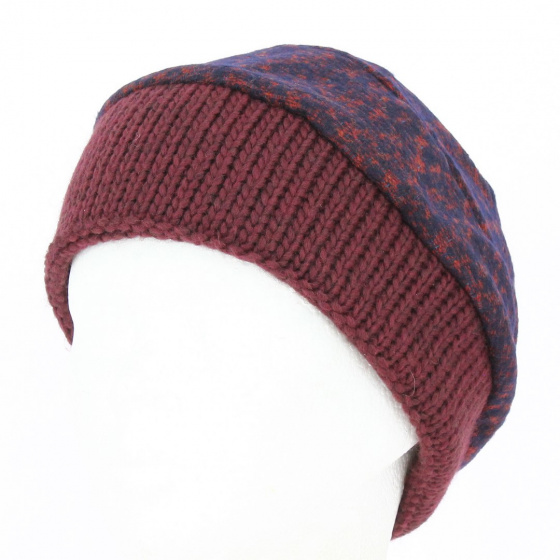 Bonnet toque Laine avec fleur Bordeaux - Traclet Bonnet toque Laine avec fleur Bordeaux - Traclet