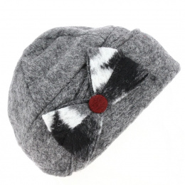 Grey wool cap with button - Traclet