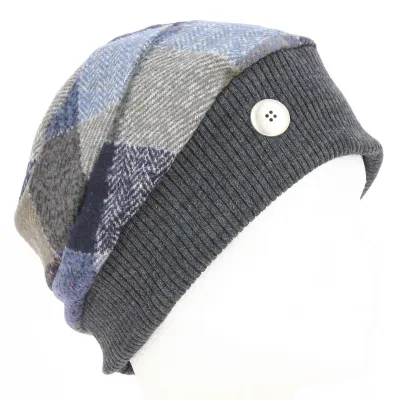 Bonnet toque Laine Grise avec bouton - Traclet