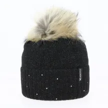 Bonnet Pompon Fourrure Bettina Laine Noir - Kristo