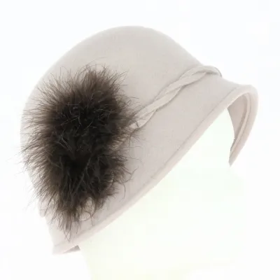 Chapeau Cloche Sophia Feutre Laine Beige - Traclet