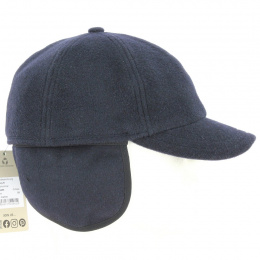Navy Wool Jockey Ear Flap Cap - Göttmann