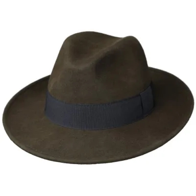 Chapeau Fedora Barto Feutre Laine Olive - Traclet