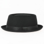 Black Wool Porkpie Hat - Traclet