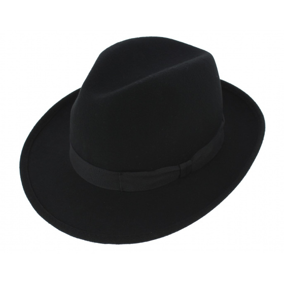 Black Wool Felt Fedora Hat Pistoia - Traclet