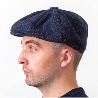 Gatsby Barco Navy Wool Chevron Cap - Hatman