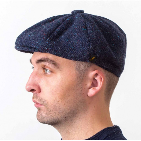 Gatsby Barco Navy Wool Chevron Cap - Hatman