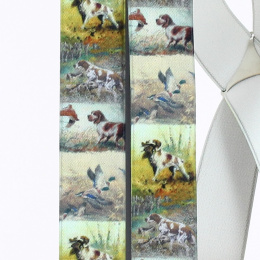 Bretelles Chasseur Motif chien & canard réaliste- Traclet
