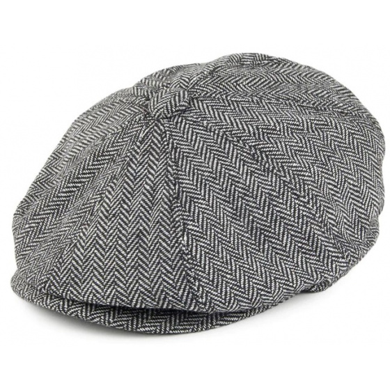 8-sided cap Bolton Herringbone Wool Grey - Jaxon