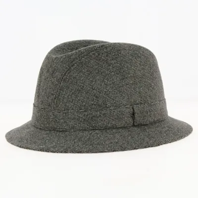 Chapeau Tissu Tweed Chevrons Gris - Traclet