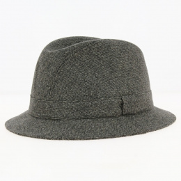 Grey Tweed Herringbone Fabric Hat - Traclet