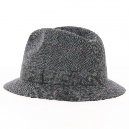 Chapeau Tissu Tweed Chevrons Gris et Blanc - Traclet
