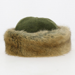 Marmot green fleece & brown faux fur toque - Traclet