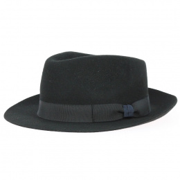 Fedora Andrea Waterproof Wool Felt Hat Black - Traclet