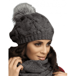 Women's Zita Taupe Pompon Beanie - Traclet