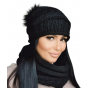 Pom Pom Beanie & Liana Snood Set Black - TRACLET