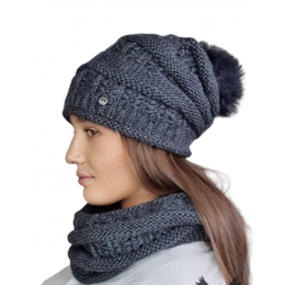 Liana Grey Bonnet Pompon & Snood Set - TRACLET