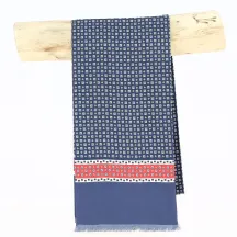 Foulard en soie Nono bleu marine et rouge - Traclet