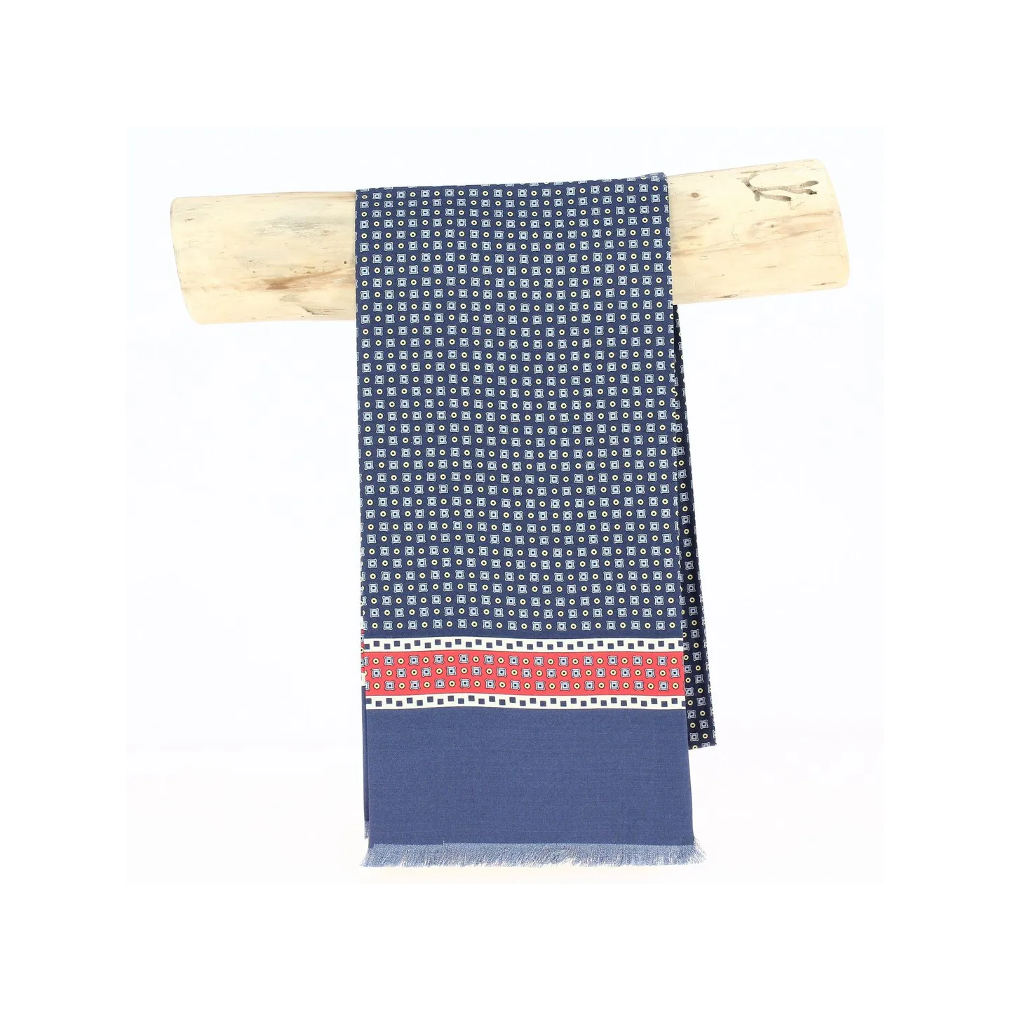 Foulard en soie Nono bleu marine et rouge - Traclet