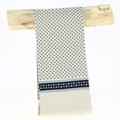 Foulard en soie Paolo beige et bleu - Traclet