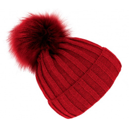 Perla Red Pompon Hat - Traclet