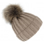 Perla Taupe Pom-Pom Beanie - Traclet