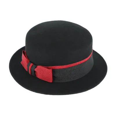 Black wool felt straw hat - Fiebig