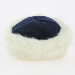 Toque Marmotte white fleece & white faux fur - Traclet