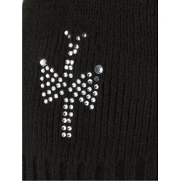 Black Mini Shiny children's pompom beanie - Pipolaki