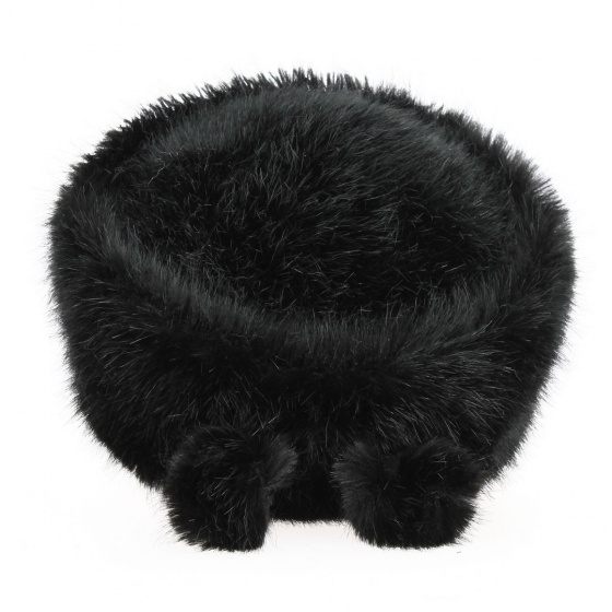Toque Femme Lola Noir avec pompons - Traclet Toque Femme Lola Noir avec pompons - Traclet