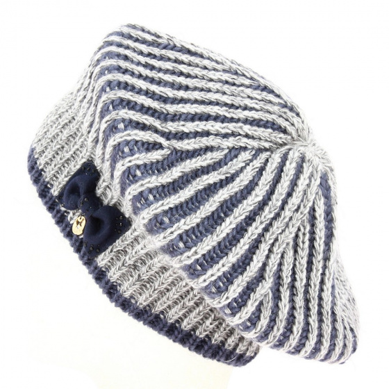 Elvira Women's Blue and Grey Beret - Traclet